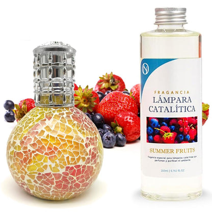 Lámpara Catalítica Mosaico Bicolor + Aroma Summer Fruits 200ml - Elimina Malos Olores, Impurezas Y Perfuma_0