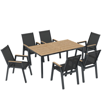 Outsunny Conjunto De Mesa Y Sillas Jardín De 7 Piezas Con Sillas Transpirables_0