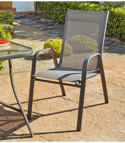 Pack De 2 Sillones Apilables Terraza Jardín Sulam-3 Acero /textilen Gris Antracita, 94cm(_0