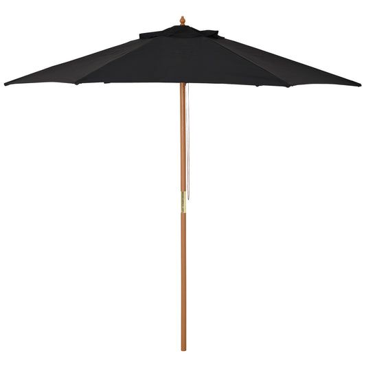 Outsunny Sombrilla De Jardín Ø250x230 Cm Con Poste Desmontable Negro_0