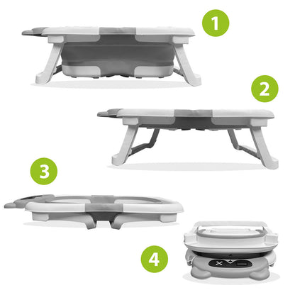 Bathby Bañera Plegable Para Bebés Recién Nacidos, Cojín Oso, Termómetro, Patas Antideslizantes (gris Oso)
