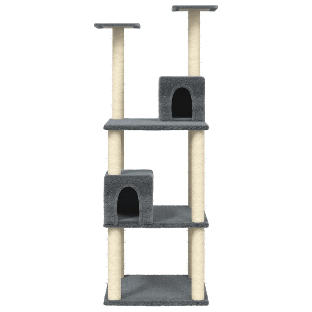 Vidaxl Rascador Para Gatos Con Postes De Sisal Gris Oscuro 141 Cm_3
