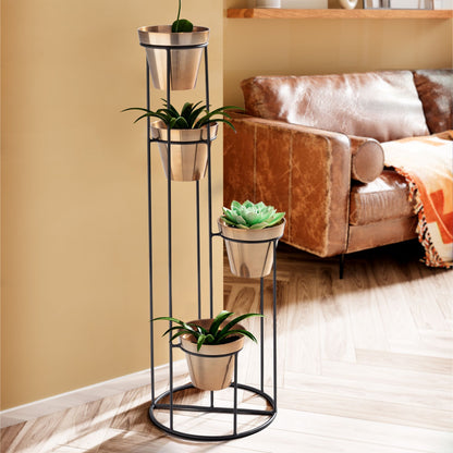 Soporte Para Flores Metal Dorado / Negro 40x109x40 Cm_1