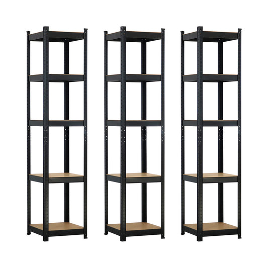 Pack 3 Estanterías Modulares Con 5 Baldas Ajustables 180x40x40cm 7house_0