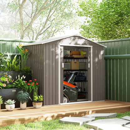 Outsunny Caseta De Jardín 213x130x185 Cm Con 2 Puertas Correderas Y 4 Ventanas_4