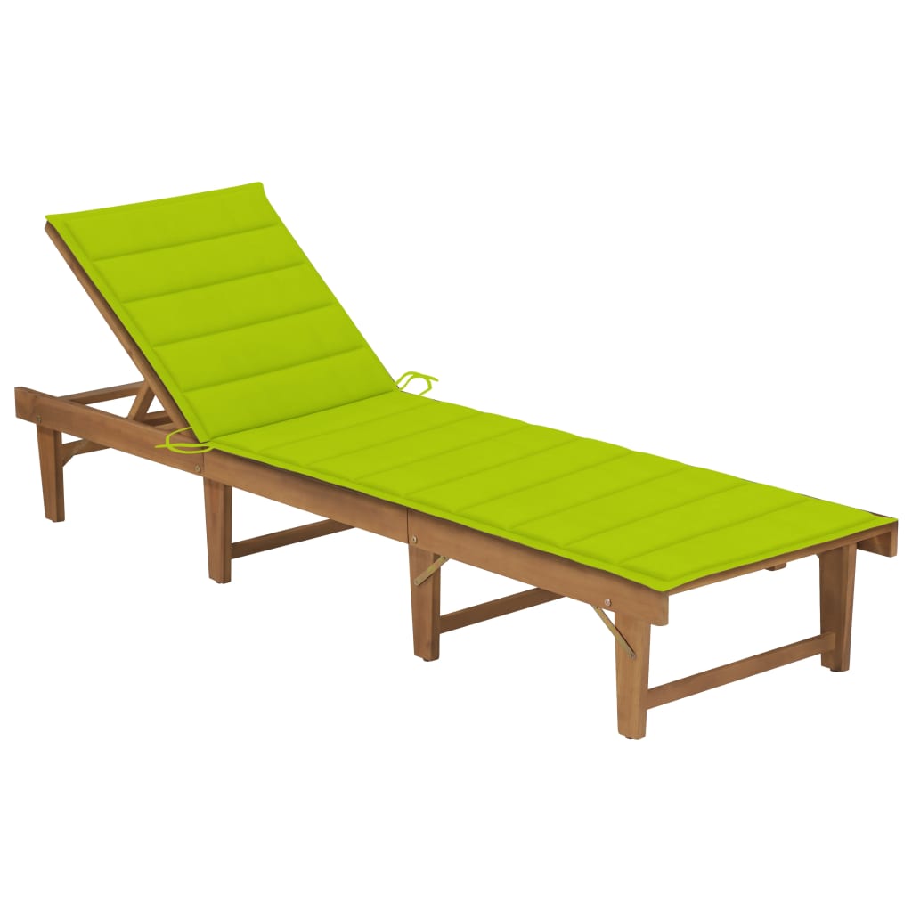 Tumbona Plegable Con Cojín Madera Maciza De Acacia_0