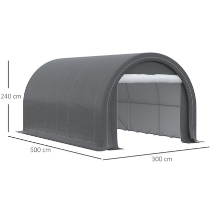 Outsunny Garaje Exterior Para Coche 5x3 M Carpa Garaje Para Coche Gris_2