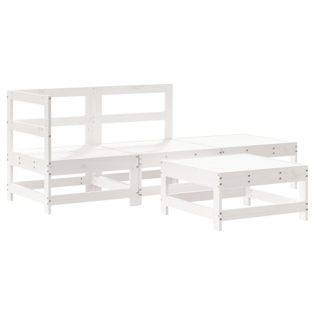 Vidaxl Juego De Muebles De Jardín 4 Pzas Madera Maciza De Pino Blanco_0