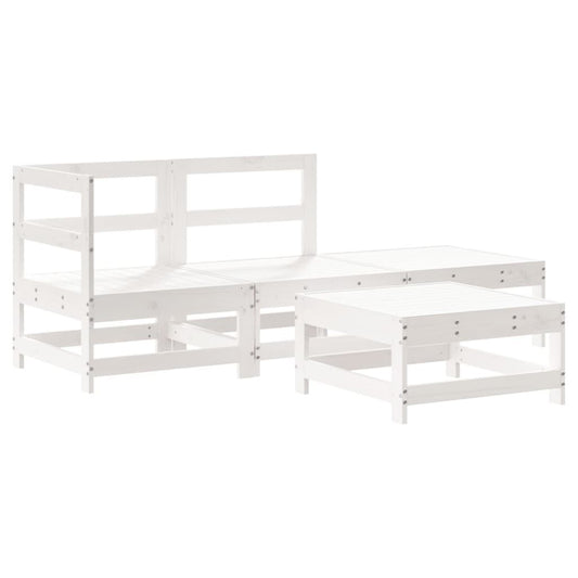 Vidaxl Juego De Muebles De Jardín 4 Pzas Madera Maciza De Pino Blanco_0