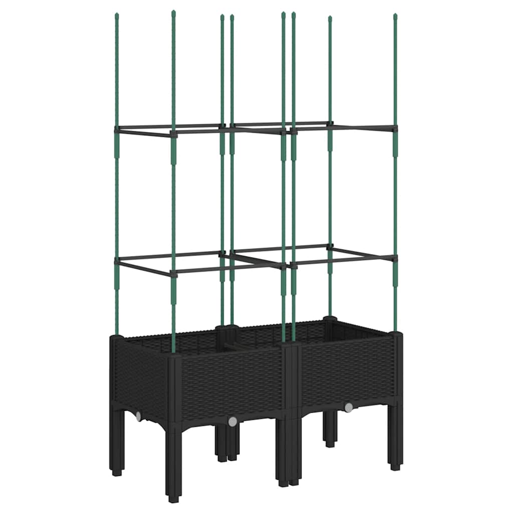 Jardinera Con Enrejado Pp Negro 80x40x142,5 Cm_4