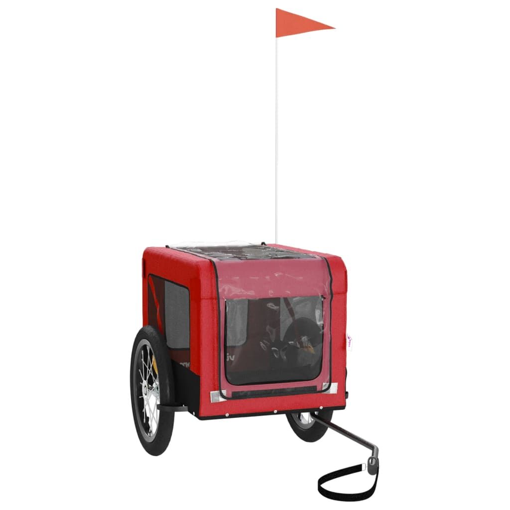Vidaxl Remolque De Bicicleta Mascotas Hierro Tela Oxford Rojo Negro_3