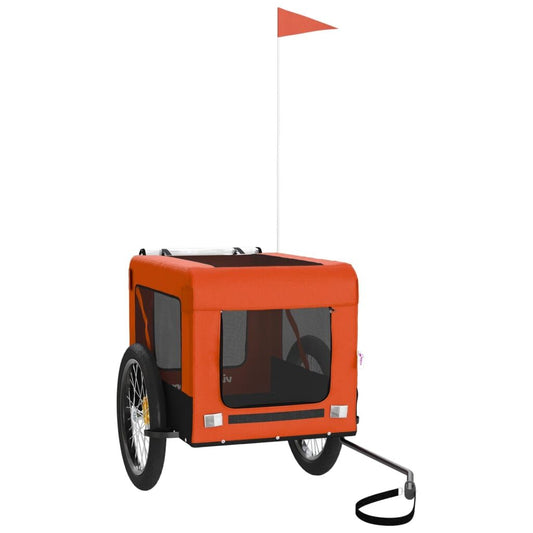Vidaxl Remolque De Bicicleta Mascotas Hierro Tela Oxford Naranja Negro_0