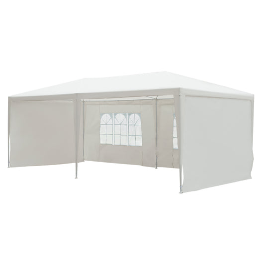Outsunny Carpa Jardín 6x3x2,5 M Con 4 Paredes Laterales 2 Ventanas Blanco_0