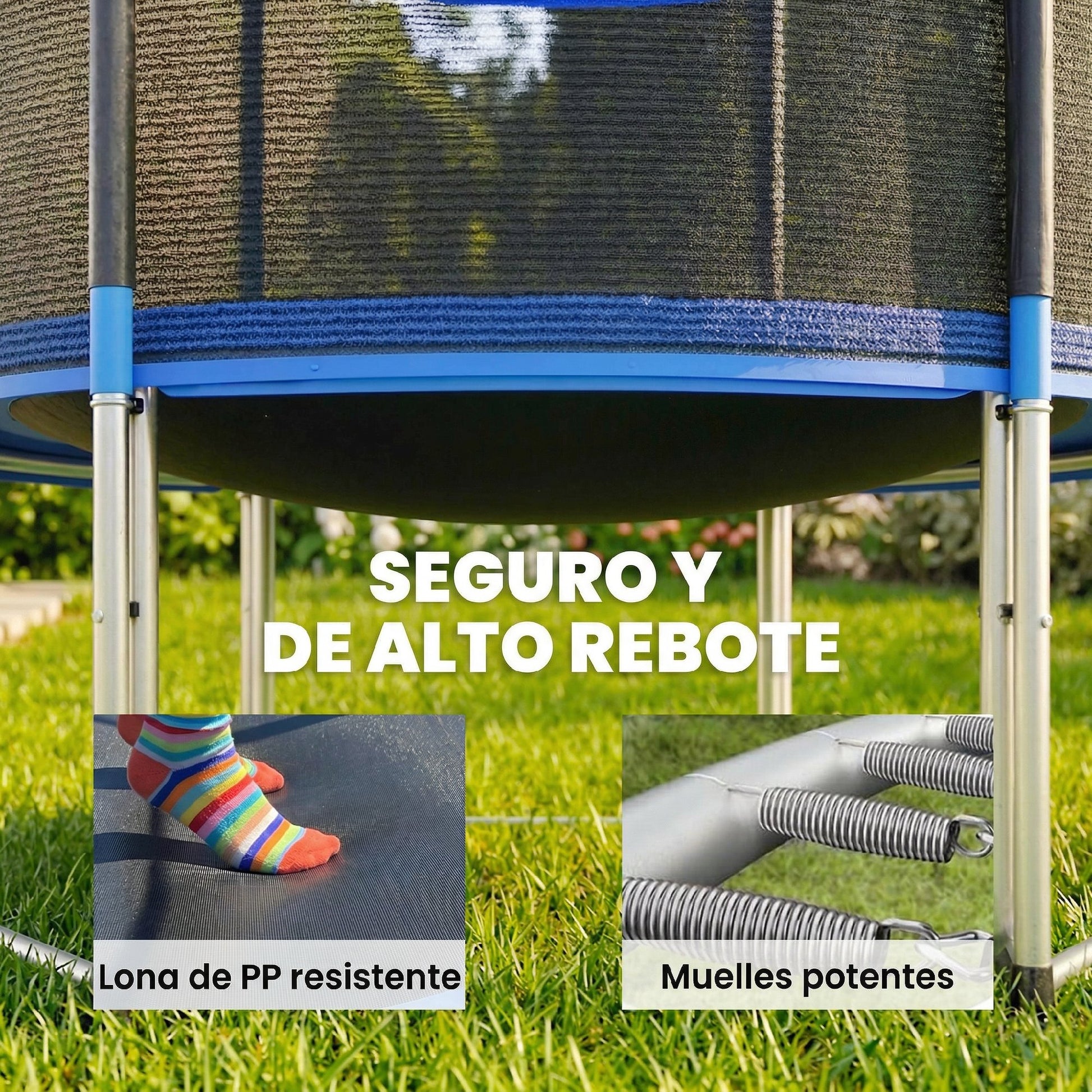 Sportnow Cama Elástica Niños Exterior Ø183 Cm Con Red De Seguridad Escalera Azul_5