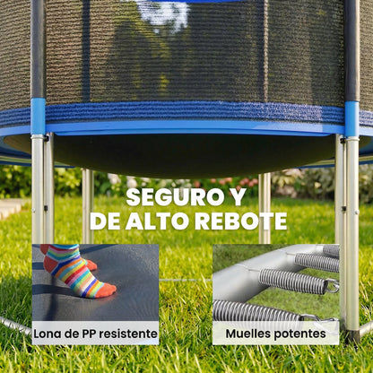 Sportnow Cama Elástica Niños Exterior Ø183 Cm Con Red De Seguridad Escalera Azul_5
