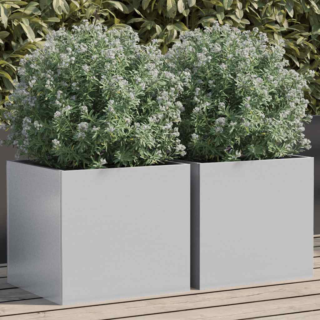 Jardineras 2 Unidades Acero Corten Plateado 32x30x29 Cm_1