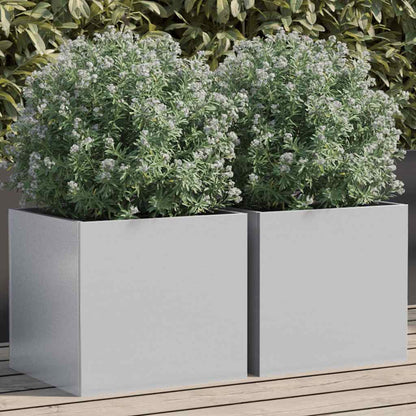 Jardineras 2 Unidades Acero Corten Plateado 32x30x29 Cm_1