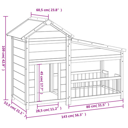 Vidaxl Caseta Para Perros Madera Maciza De Pino Marrón 143x60,5x109 Cm_2