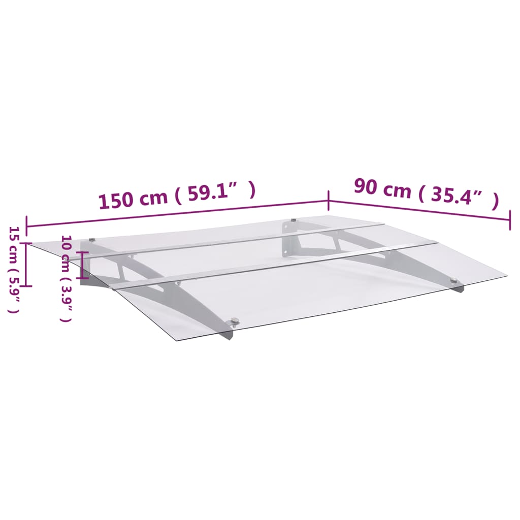 Marquesina Para Puerta Pc Plata Y Transparente 150x90 Cm Pet_5