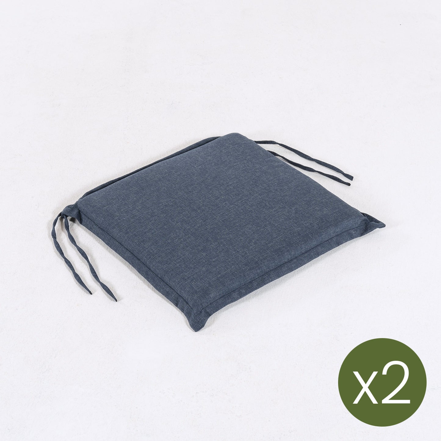 Pack 2 Cojines Asiento Para Silla De Jardín Olefin Color Azul, Tamaño 42x40x4 Cm, Repelente Al Agua, Desenfundable_2