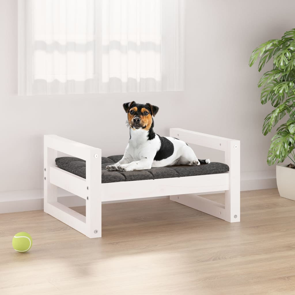 Vidaxl Cama Para Perros Madera Maciza De Pino Blanco 55,5x45,5x28 Cm_1