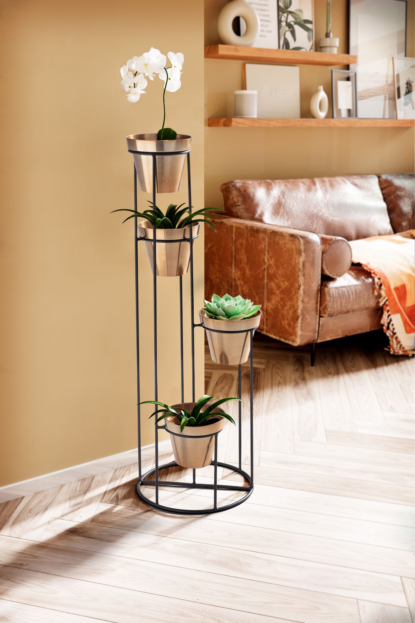 Soporte Para Flores Metal Dorado / Negro 40x109x40 Cm_2