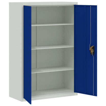 Mueble De Oficina De Metal Gris Y Azul 90x40x140 Cm_3