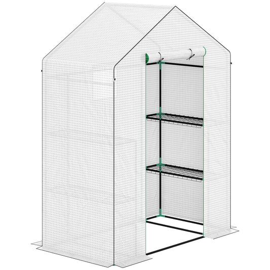 Outsunny Invernadero Para Jardín Con 1 Puerta 2 Ventanas 140x73x190 Cm Blanco_0
