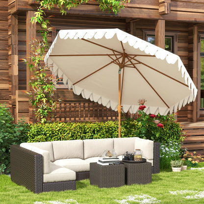 Outsunny Sombrilla De Terraza Ø264x240 Cm Ángulo Ajustable Con Manivela Crema_1