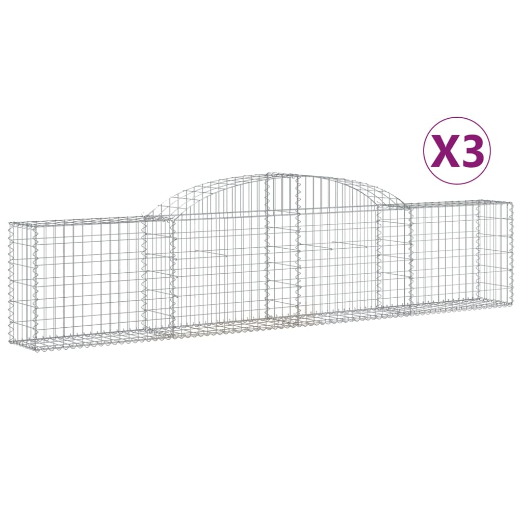 Cestas De Gaviones 3 Uds Forma De Arco Hierro 300x30x60/80 Cm_0