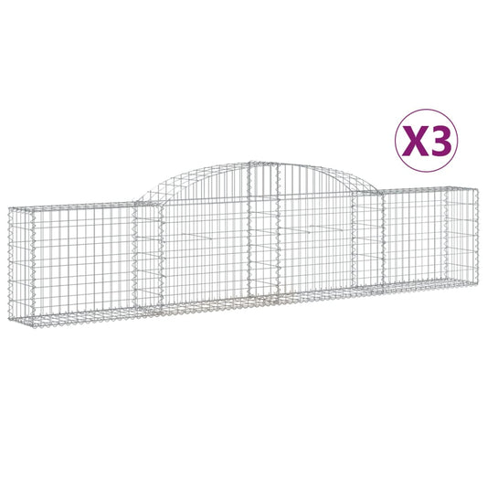 Cestas De Gaviones 3 Uds Forma De Arco Hierro 300x30x60/80 Cm_0