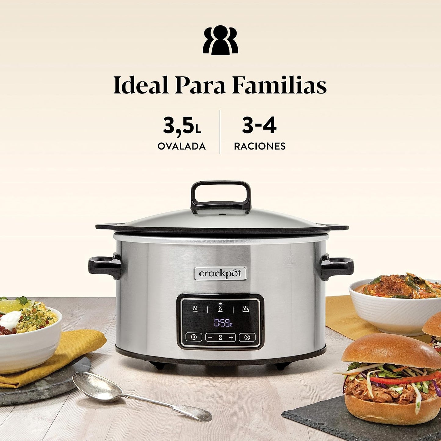 Crockpot Olla digital de cocción lenta digital Sizzle & Stew 3.5 L CSC111X
