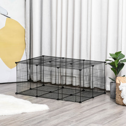 Parque Para Animales Pequeños Pawhut Negro 105x70x45 Cm_1
