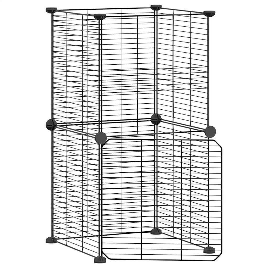 Vidaxl Jaula Para Mascotas De 8 Paneles Con Puerta Acero Negro 35x35cm_0