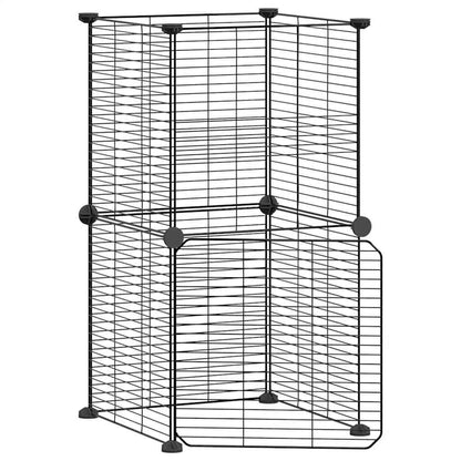 Vidaxl Jaula Para Mascotas De 8 Paneles Con Puerta Acero Negro 35x35cm_0