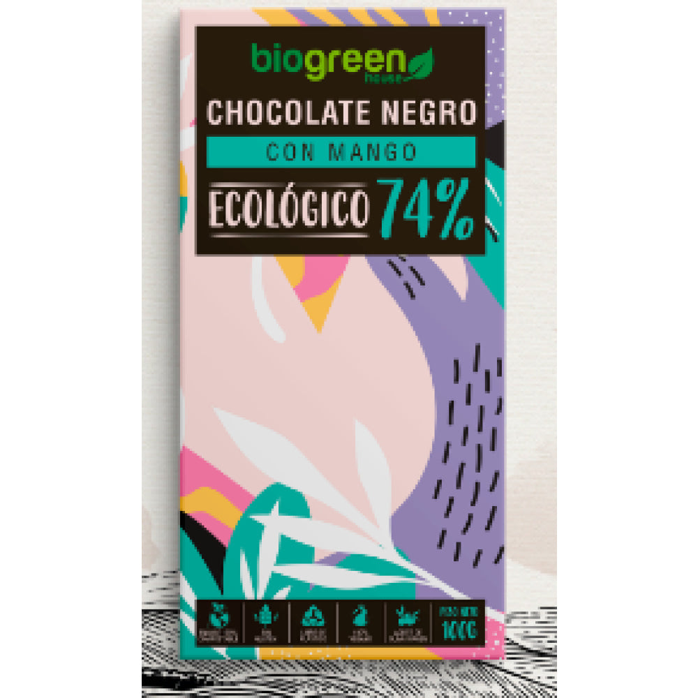 Tableta Chocolate Negro 74% Ecológico 100 Gr Mango_0