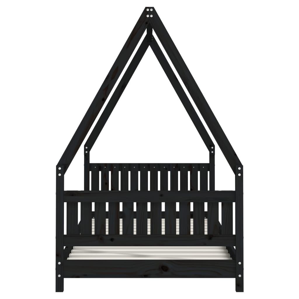 Vidaxl Estructura De Cama Para Niños Madera De Pino Negro 90x190 Cm_4