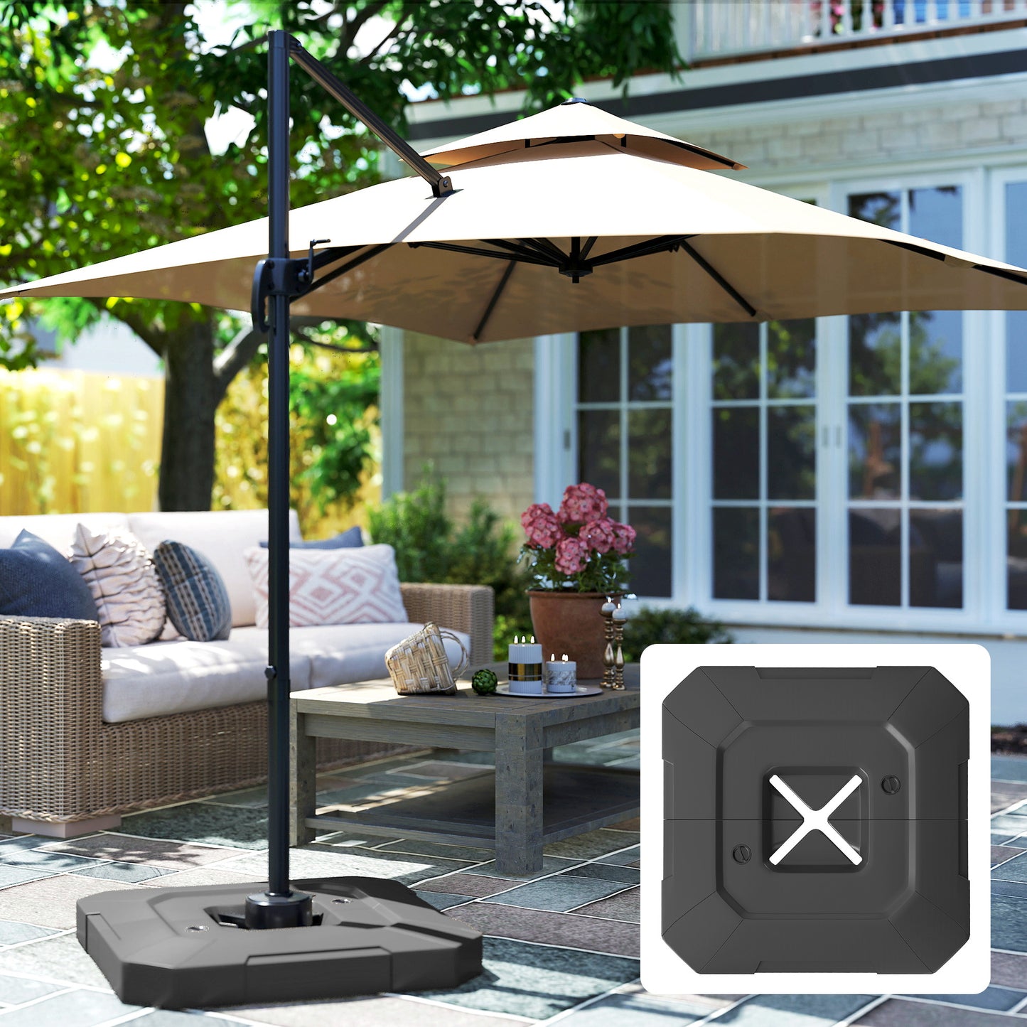 Outsunny Base Para Sombrilla 2 Piezas Rellenable Con Agua 80 Kg O Mezcla 105 Kg_4