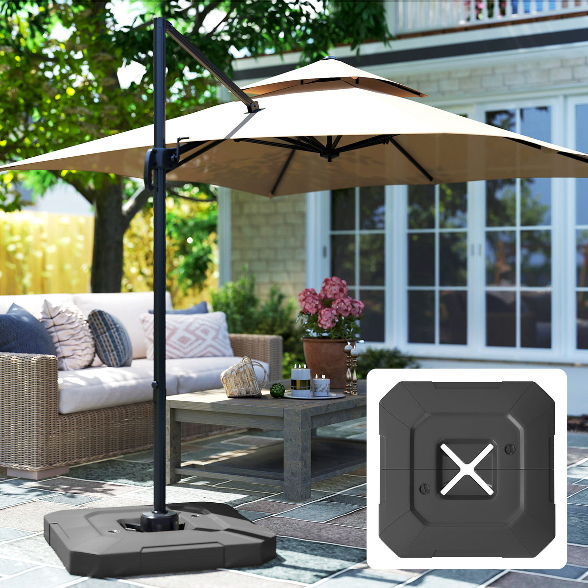 Outsunny Base Para Sombrilla 2 Piezas Rellenable Con Agua 80 Kg O Mezcla 105 Kg_4