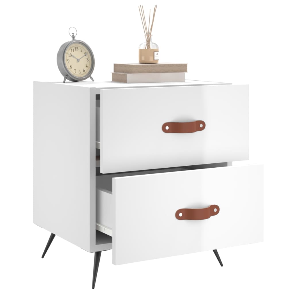 Mesita Noche 2 Uds Madera Ingeniería Blanco Brillo 40x35x47,5cm_1