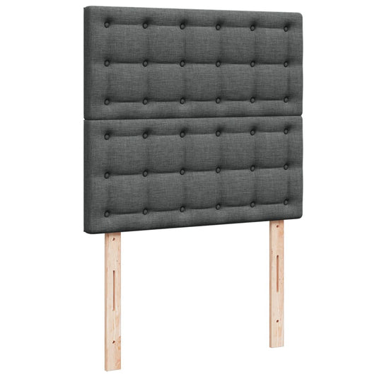 Cama Box Spring Con Colchón Tela Gris Oscuro 100x200 Cm / Vetonek_0