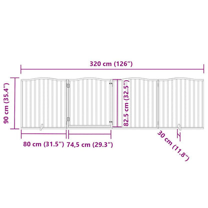 Vidaxl Puerta Para Perros Plegable 4 Paneles Madera Álamo Negra 320 Cm_2