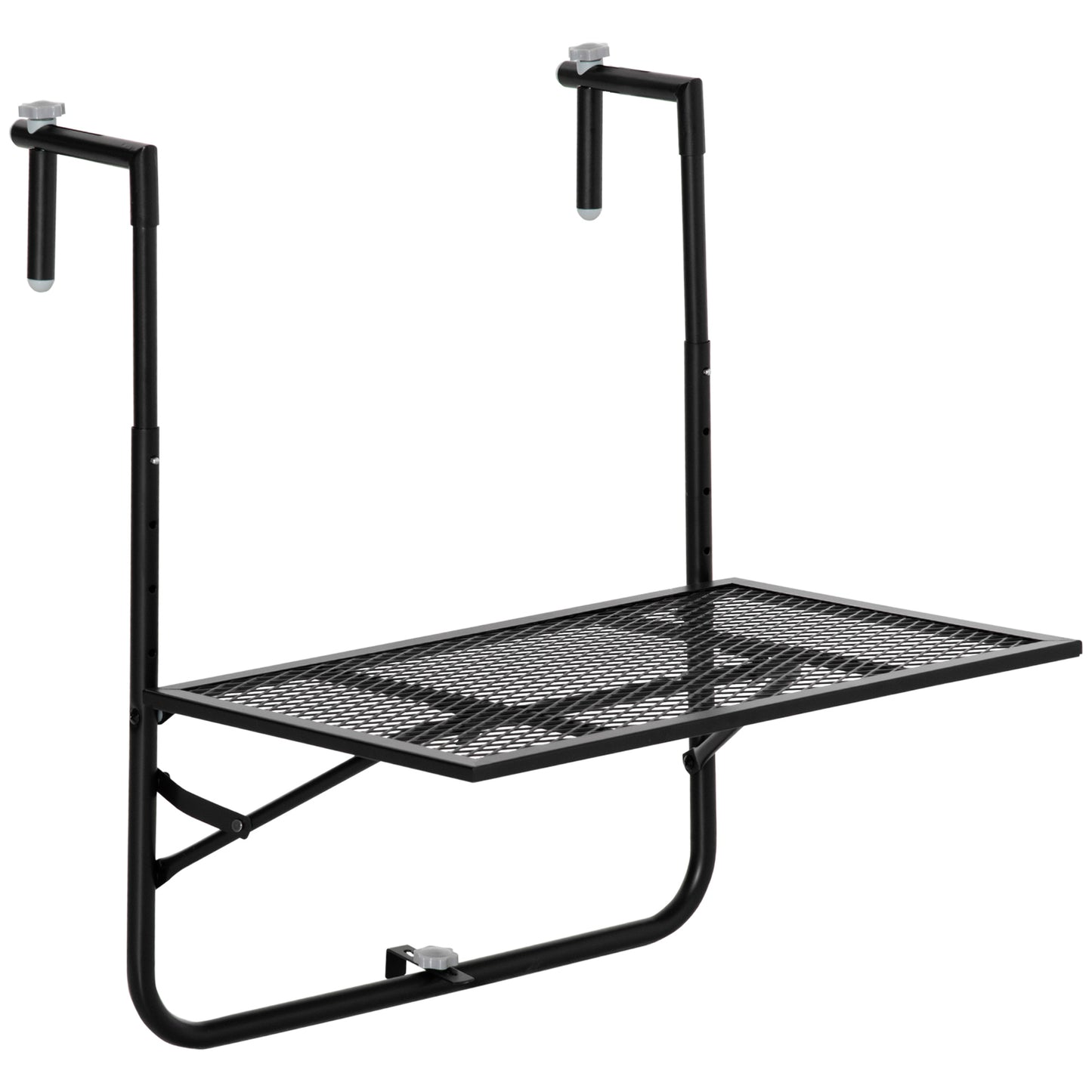 Outsunny Mesa Colgante De Balcón Plegable De Metal 60x60x57-72 Cm Negro_0