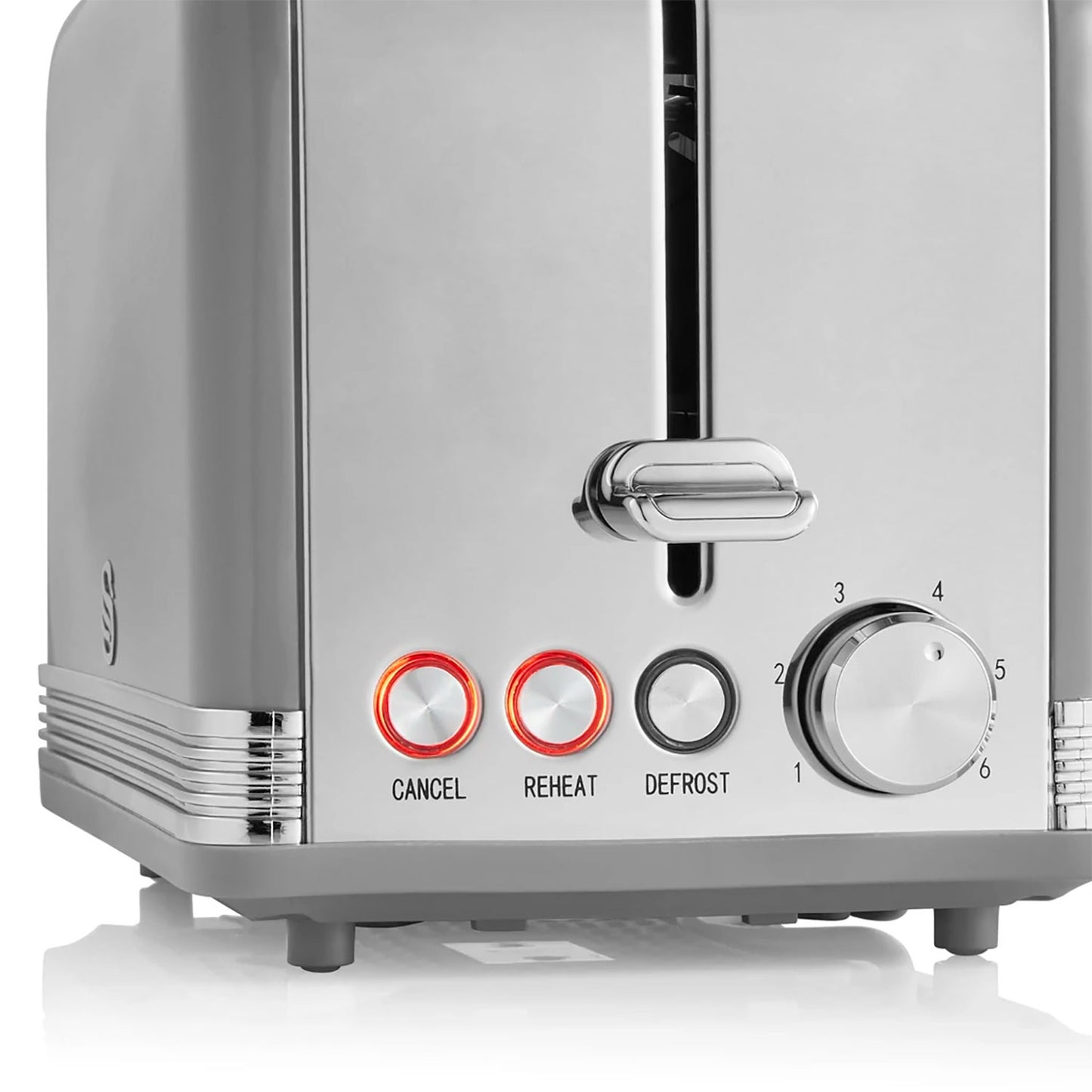 Swan Retro Tostadora Pan Ranura Ancha 2 Rebanadas, Regulador Nivel De Tostado, Descongelación, St19010grneu, Gris 800w_3