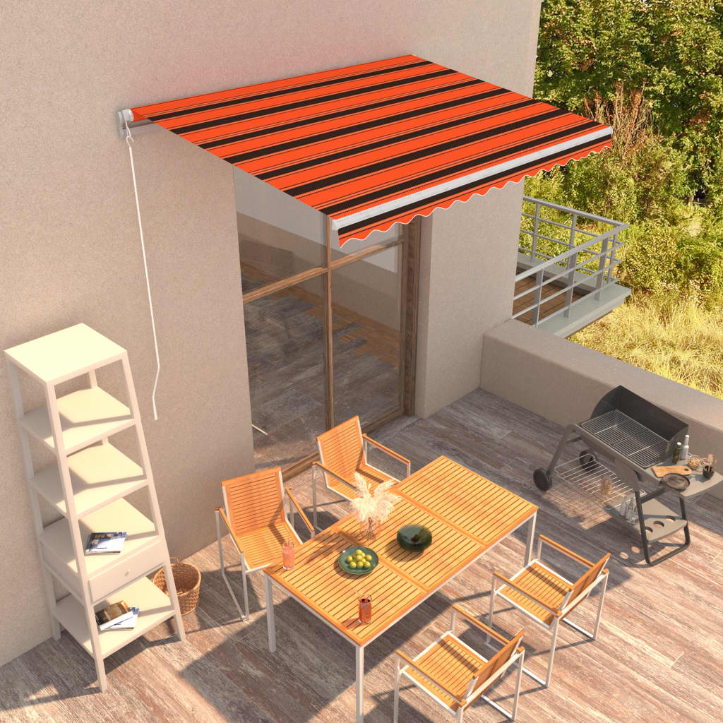 Toldo Retráctil Manual Naranja Y Marrón 350x250 Cm_1