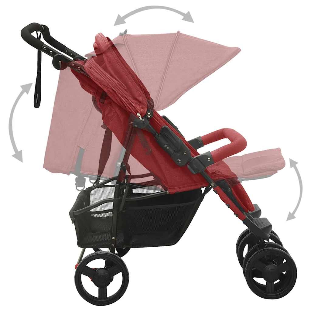 Vidaxl Carrito Para Gemelos De Acero Rojo_4