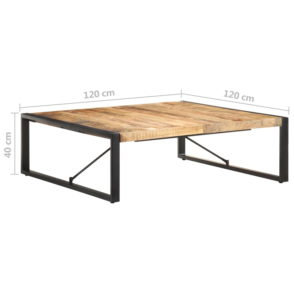 Mesa De Centro Madera De Mango Rugosa 120x120x40 Cm_4