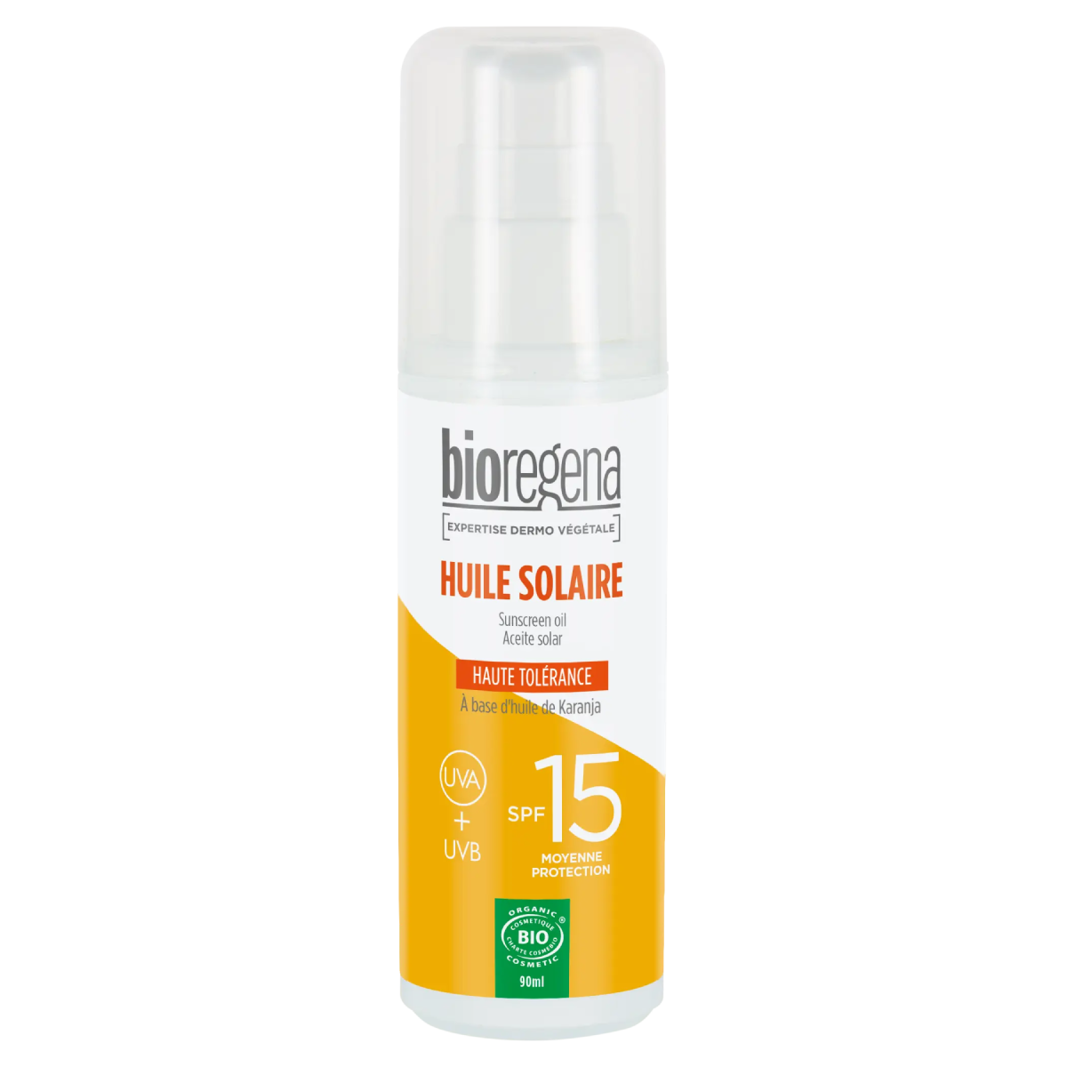 Aceite Solar en spray SPF 15 Hipoalergénico Bioregena 90 ml