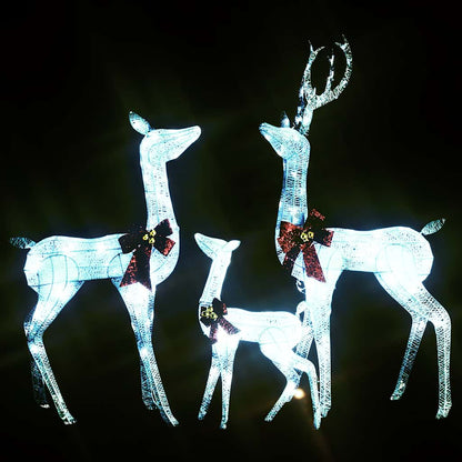 Vidaxl Figuras Familia De Renos De Navidad Blanco Y Plateado 201 Led_3