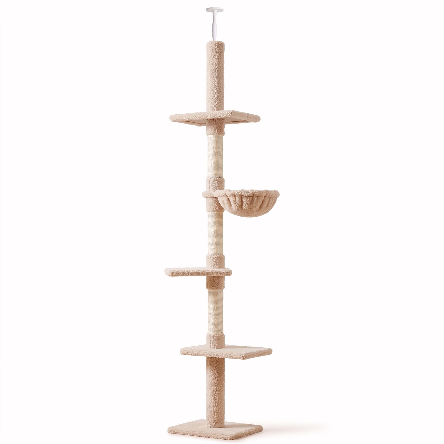 Pawhut Árbol Para Gatos De Suelo A Techo De 230-260 Cm Con Plataformas Beige_0
